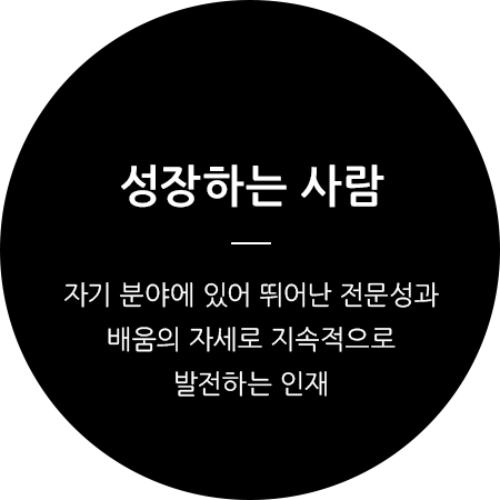 성장하는 사람, 자기 분야에 있어 뛰어난 전문성과 배움의 자세로 지속적으로 발전하는 인재